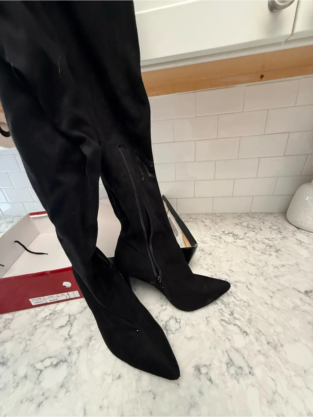 Black Over-the-Knee Pointed Toe Women's Boots